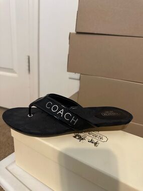 COACH Black Logo Sandals (NWOT)